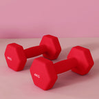 SPORTNOW Set of 2 Hexagonal Dumbbells weighing 2x4 kg in Metal and Plastic with Non-Slip Grip, 19x9x9 cm, Red