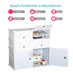 HOMCOM Space-Saving Shoe Cabinet, Plastic Entryway Shoe Rack, Modular Wardrobe for Living Room and Entryways, Shoe Rack, Multipurpose 75x37x73cm, White