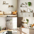 HOMCOM Set of 2 Wooden Wall Shelves for Home and Office, 80x16.5x20 cm, White and Wood Color