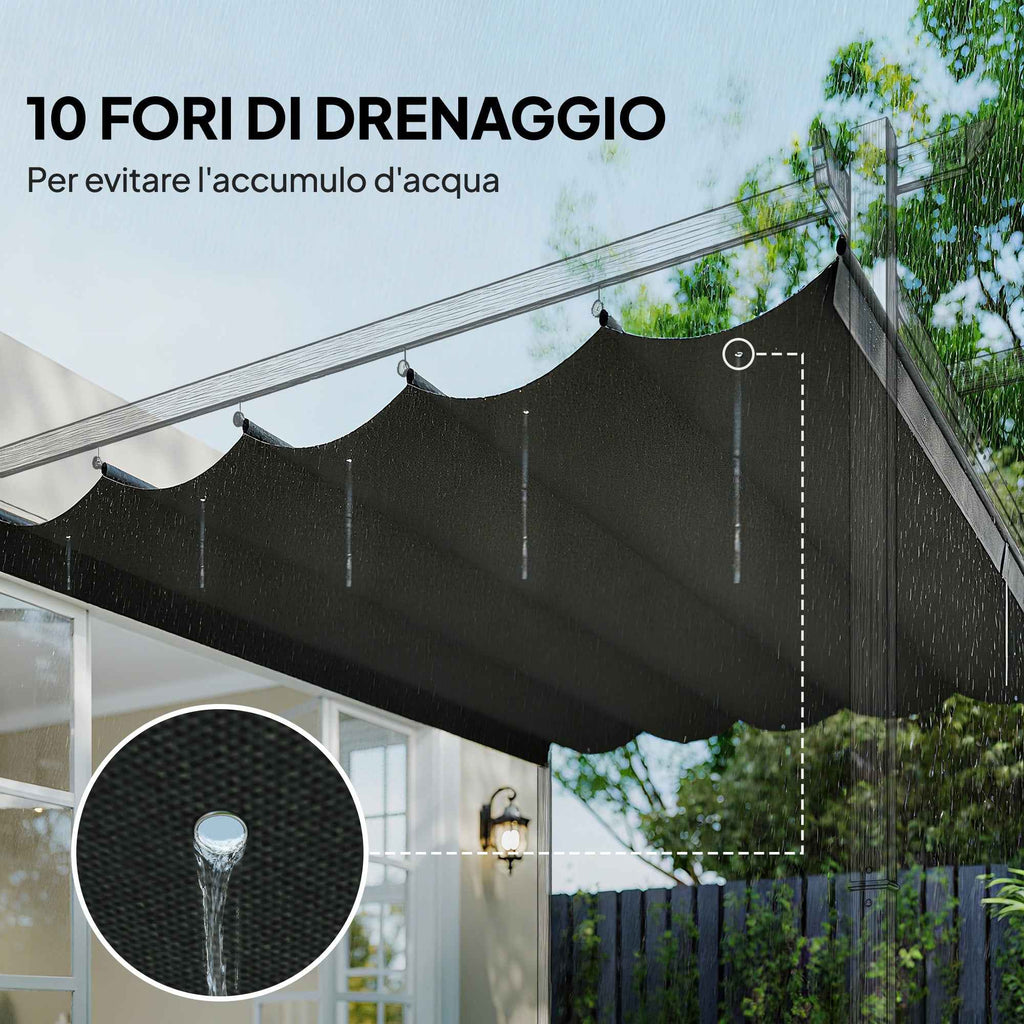 Outsunny 10-Hole Garden Gazebo Replacement Canopy, Breathable Polyester Cover, Grey