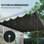 Outsunny 10-Hole Garden Gazebo Replacement Canopy, Breathable Polyester Cover, Grey