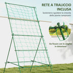 A-shaped Tomato Support with Adjustable Levels with Net, in Steel, PE and PP, 101x133x227 cm, Green