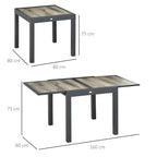 Outsunny Extendable Garden Table for 6 People in Plastic and Aluminum, 80/160x80x75 cm, Beige