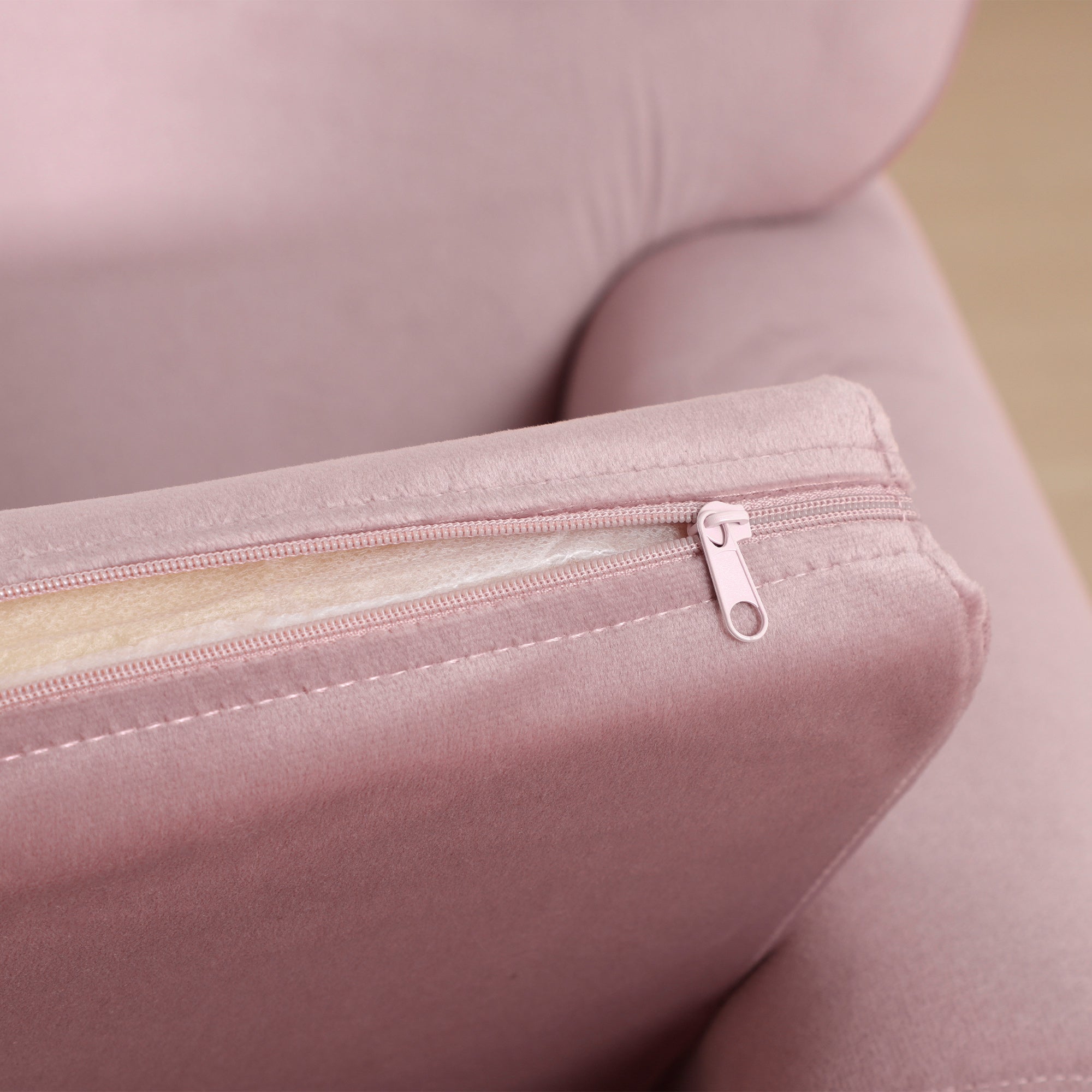 Pink Velvet Fabric Children's Armchair with Crown Backrest, 50.2 x 41.9 x 57.8 cm