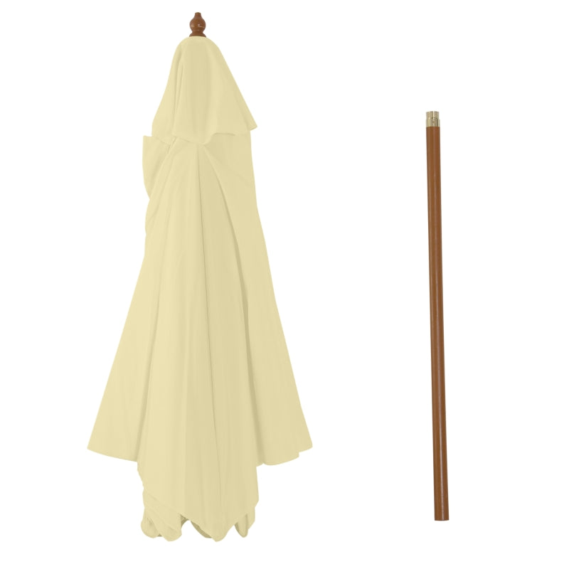Garden Umbrella 2.5x2.3 m with 6 Ribs in Lacquered Wood and Polyester, Beige - Borge' Group Limited