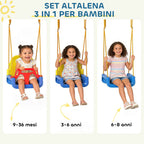 AIYAPLAY Adjustable Children's Garden Swing with Backrest and Barrier, Made of Steel and PP, 128x155x157 cm, Blue