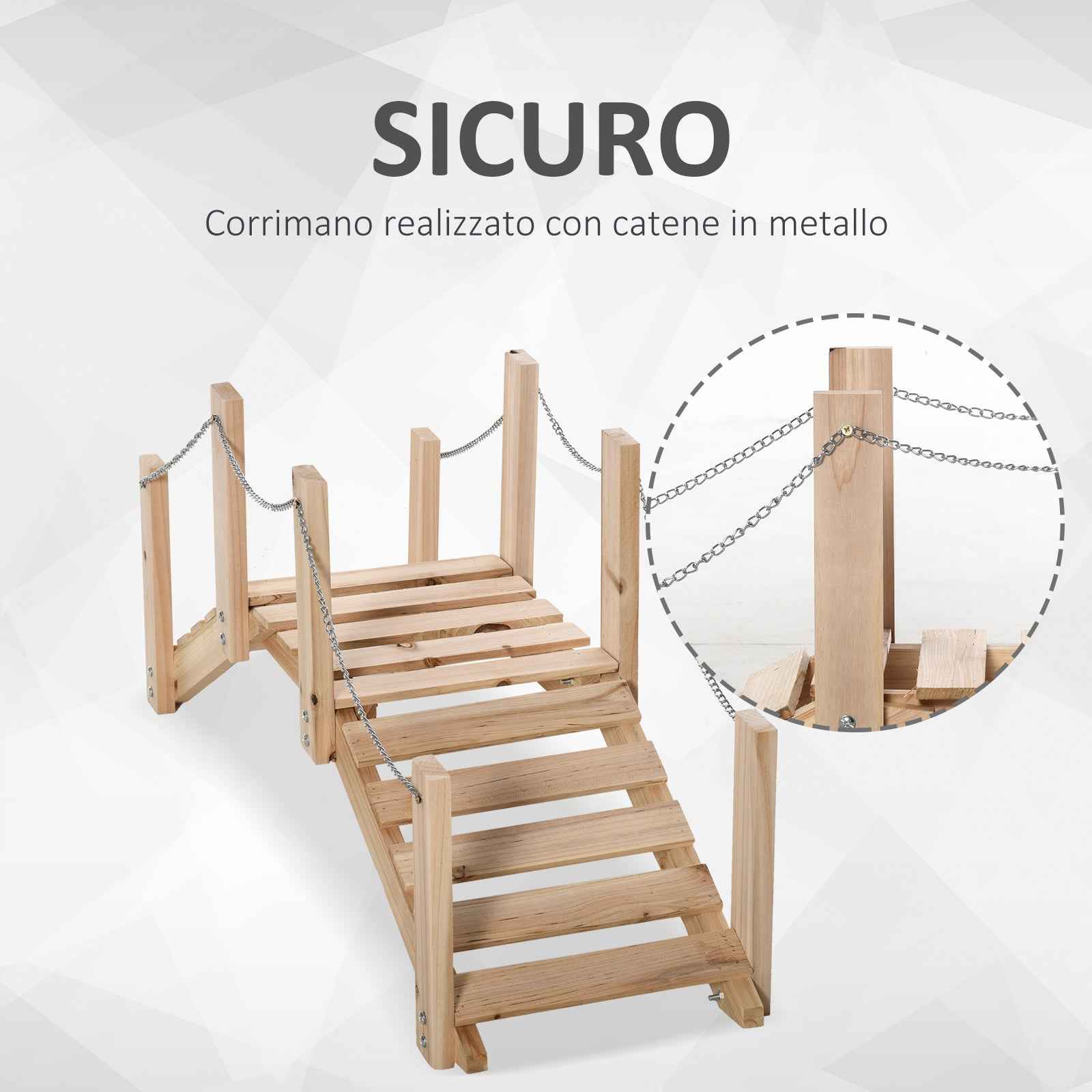 Outsunny Wooden Garden Bridge for Pond with Arched Walkway