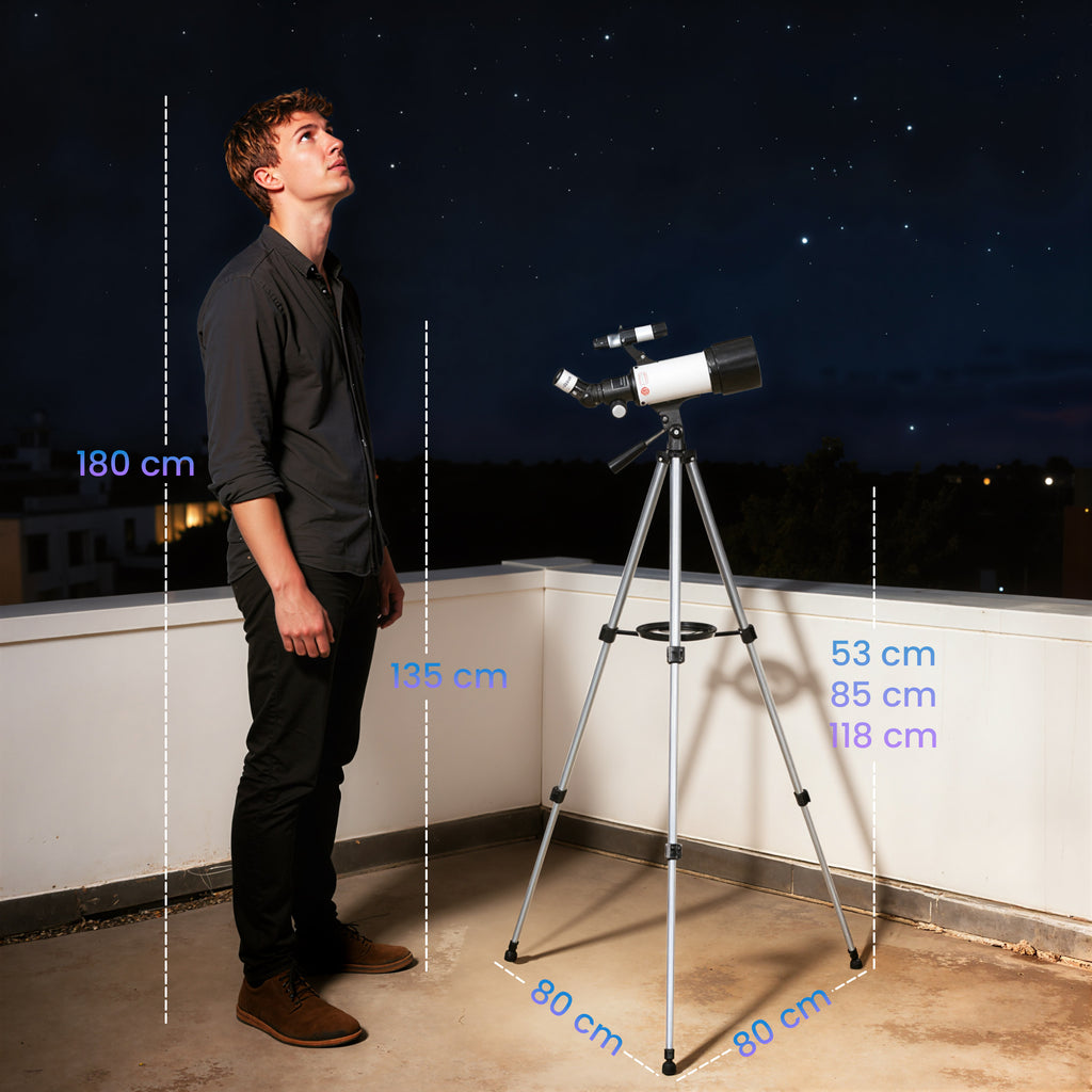 Outsunny 70mm Astronomical Telescope with 2 Eyepieces and Smartphone Adapter, 80x80x135 cm, Black and White