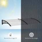 Outdoor Canopy Shelter 195x75cm in Polycarbonate and Aluminum for Balcony Windows and Doors, Transparent - Borge' Group Limited