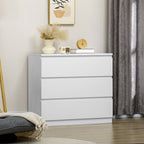 Modern 3-Drawer Chest of Drawers Without Handles for Bedroom and Living Room, 80x39x73 cm, White