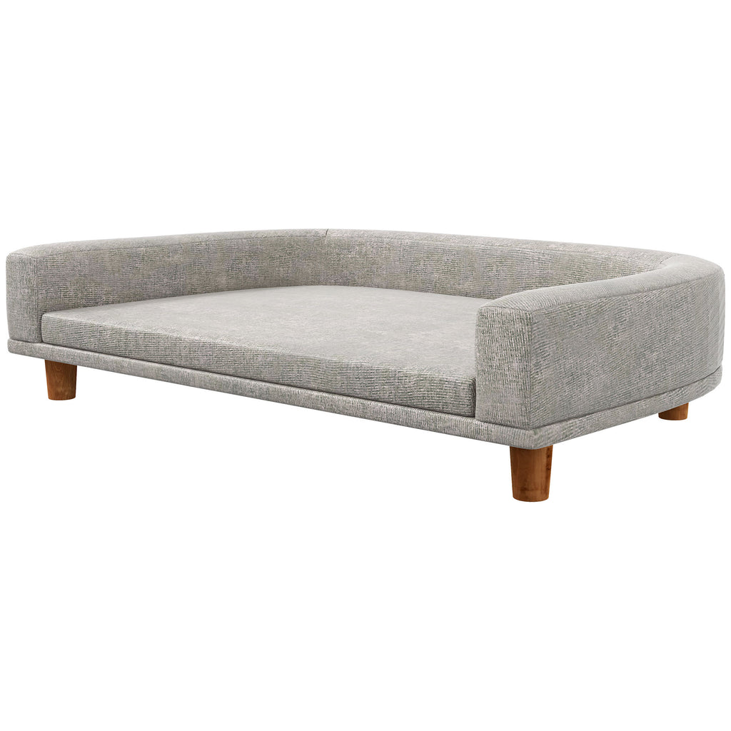 Large Dog Sofa with Removable Cushion, Polyester and Wood, 98x67x25 cm, Grey