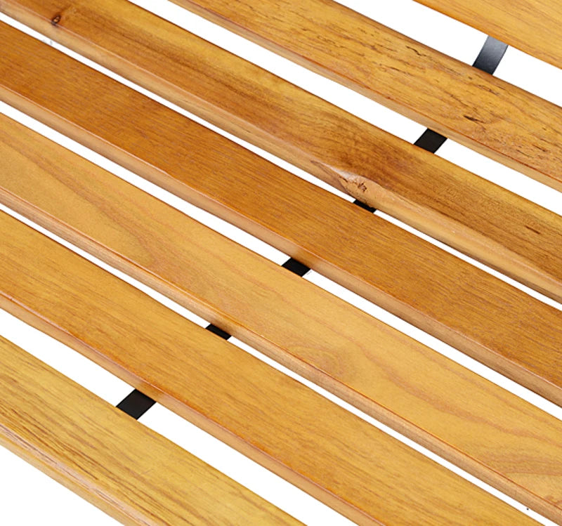 2-Seater Wooden Bench, Outdoor Bench, Garden, Balcony or Terrace 122x60x83cm, Black and Wood Color - Borge' Group Limited