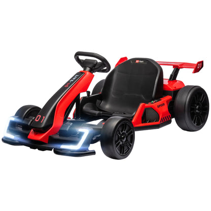 Electric Go Kart for Kids 6-12 Years 24V 12km/h with Adjustable Seat, Red