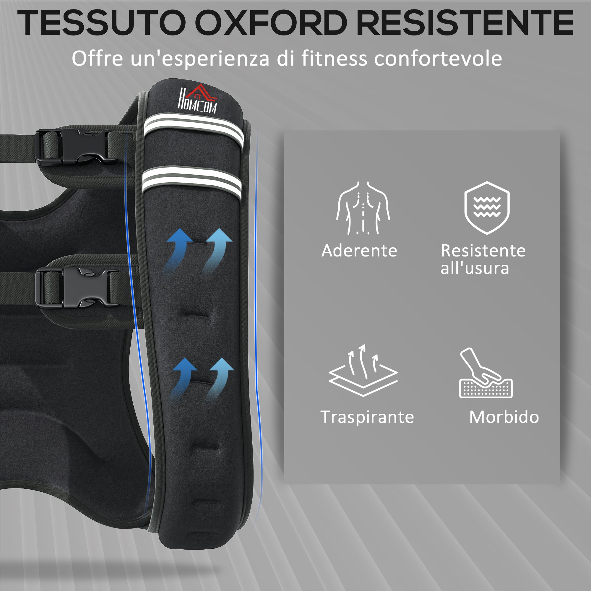 8kg Breathable Weighted Vest with Storage Pocket and Shoulder Straps, Oxford Fabric, 40x35cm, Black