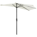 2.7 x 1.5 m Semi-Circular Wall-Mounted Garden Umbrella with Crank Opening, White