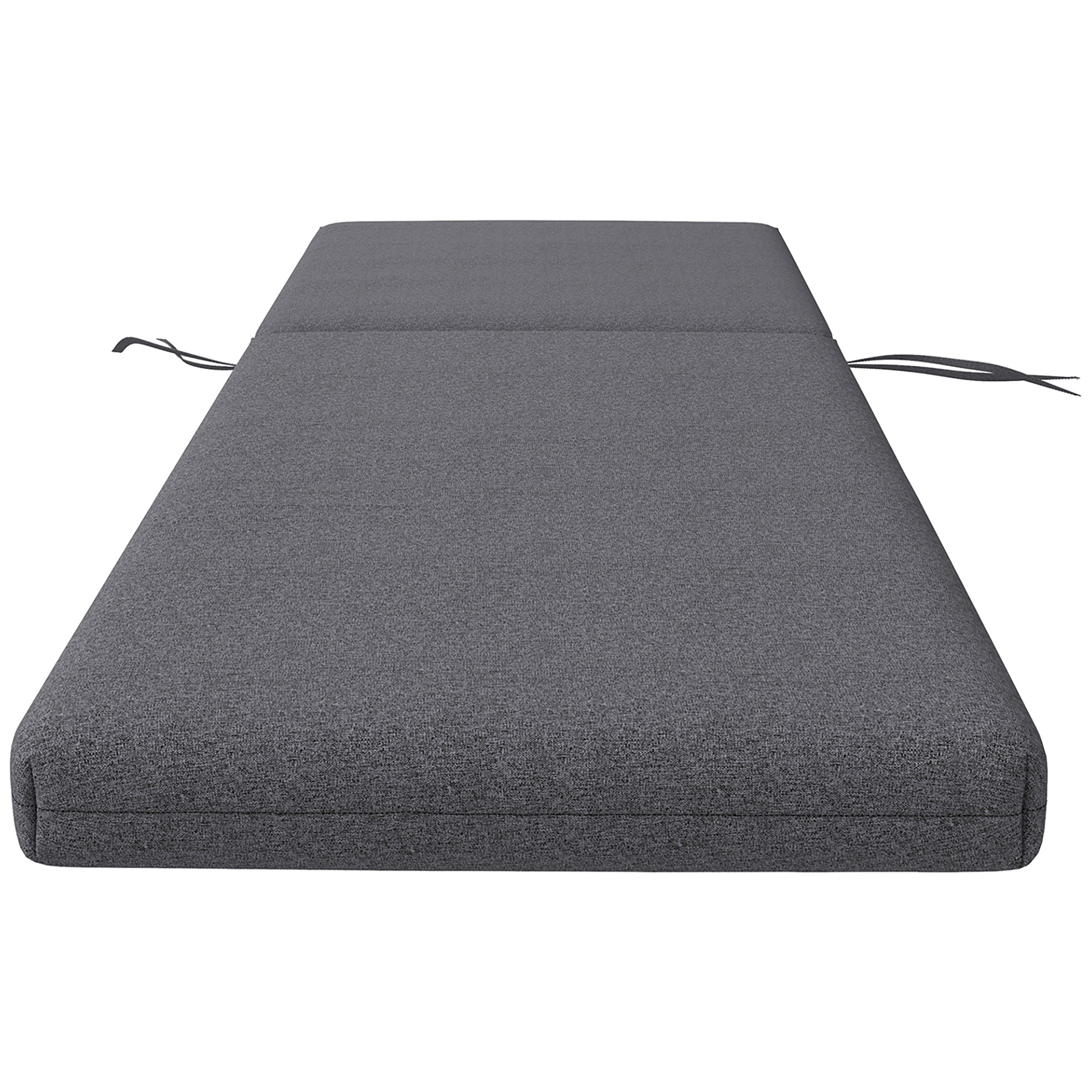Outsunny Set of 2 Outdoor Chair Cushions with Ties and 2 Pads, in Polyester and Cotton, 190.5 x 58.4 x 7 cm, Grey
