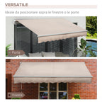 Outdoor Awning with Roller Arms and Crank Opening, 295x200 cm, Beige - Borgè