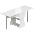 HOMCOM Folding Dining Table for 4 People with Shelf, Wooden, 160x60x75 cm, White