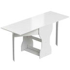 HOMCOM Folding Dining Table for 4 People with Shelf, Wooden, 160x60x75 cm, White
