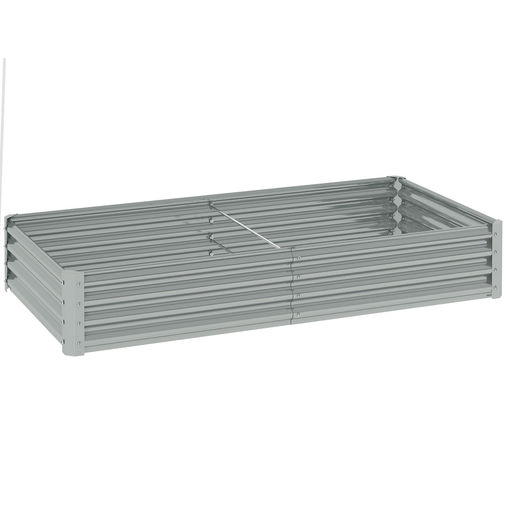 Outsunny Raised Garden Bed in Galvanized Steel, 180x90x30 cm, Silver
