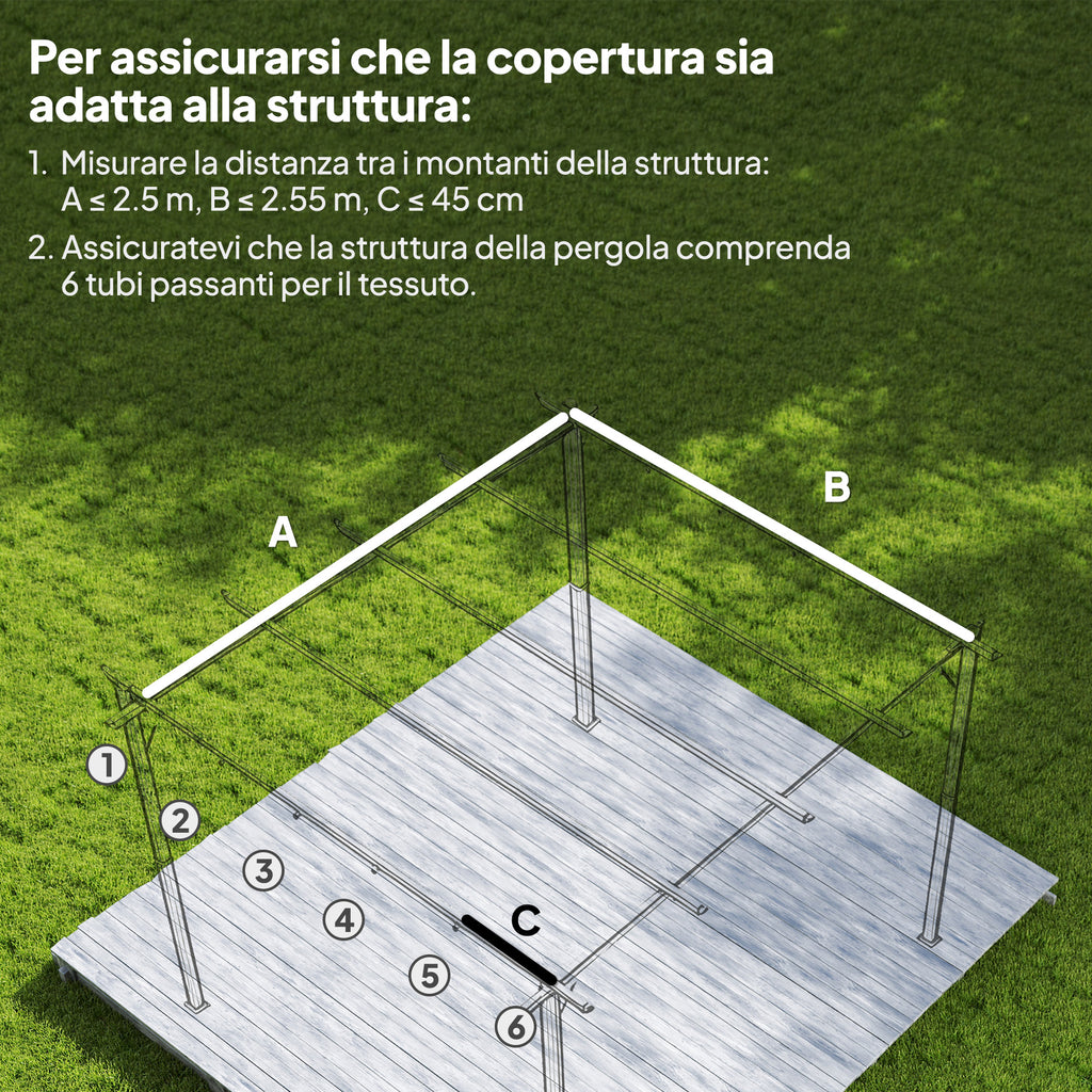 Outsunny Gazebo Pergola Roof with 10 Drainage Holes in Polyester, 250x255 cm, for 3x3m Pergola, Beige