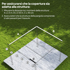 Outsunny Gazebo Pergola Roof with 10 Drainage Holes in Polyester, 250x255 cm, for 3x3m Pergola, Beige