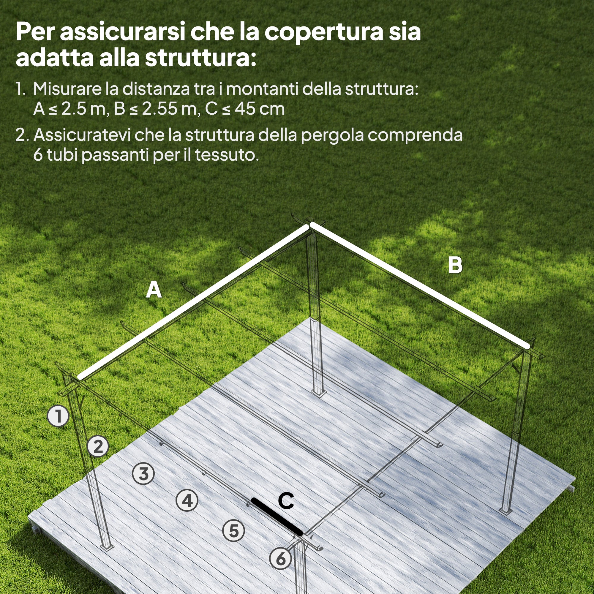 Outsunny Gazebo Pergola Roof with 10 Drainage Holes in Polyester, 250x255 cm, for 3x3m Pergola, Beige