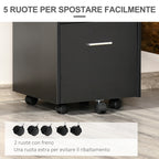 Wooden Office Drawer Cabinet with 2 Drawers and Open Shelf, 39x40x65 cm, Black