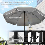6 Piece Steel Garden Set with 4 Folding Chairs, Umbrella and Round Table, Cream, Grey and Black