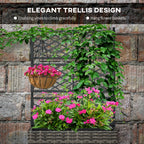 Outsunny Fioriera with grilled for climbing with 2 steel vessels and rattan pe, 57x30x107cm, gray - Borgè