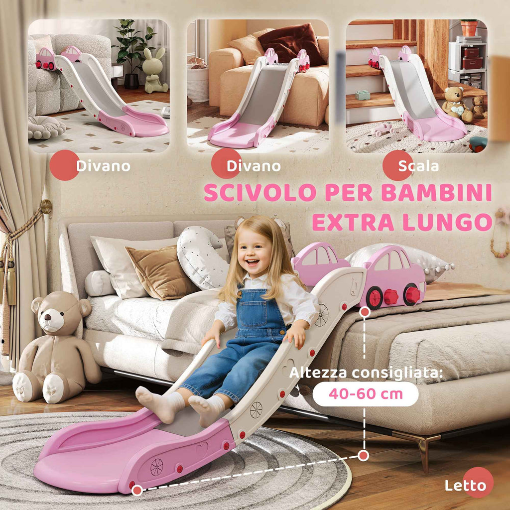 AIYAPLAY HDPE Baby Slide with Built-in Cushioning Zone, for Sofas, Beds, Ages 18-48 Months, Pink