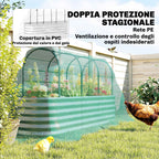 Outsunny Raised Outdoor Vegetable Garden with Trellis for Climbing Plants and Open Bottom, Steel, 200x60x103 cm, Silver