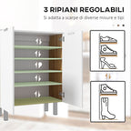 HOMCOM Modern Shoe Rack for 15-20 Pairs of Shoes, 5 Shelves and Soft Closing, Glossy White - Borgè