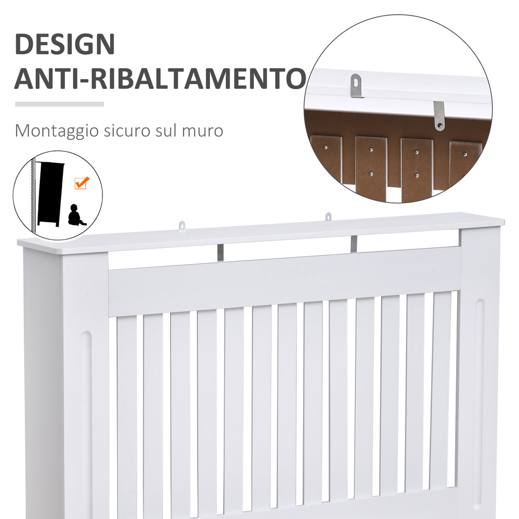Slatted MDF Radiator Cover for Home and Office, 112x19x81 cm, White