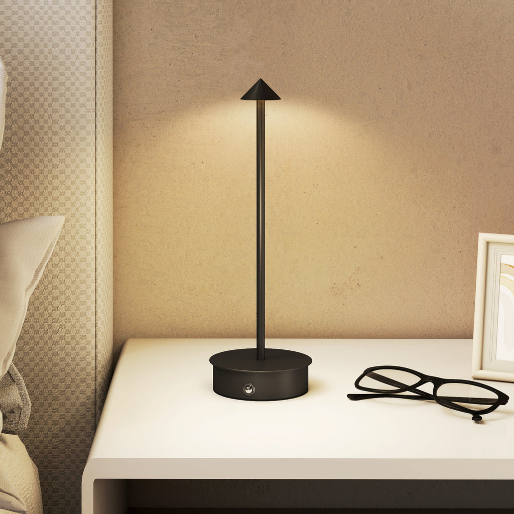 USB Rechargeable Touch Table Lamp, Adjustable 3000K/4500K/6500K, 4-8 Hour Battery Life, Black