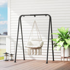 Boho Style Hanging Armchair with Cushion, in Steel, Cotton and Polyester, 80x60x40 cm, Cream White