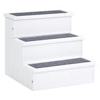 3-Step Dog Stairs with Non-Slip Mat and Storage Space, 40.5 x 44.5 x 38 cm, White
