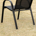 Garden Chairs Set of 4 Pieces with Armrests, in Metal and Breathable Fabric, 70x54x90cm, Black