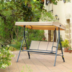 Outsunny 3-Seater Garden Swing with Canopy, Breathable Seat, and Steel Frame, Beige