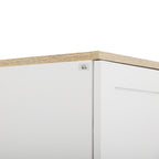 Wooden Kitchen Pantry Cabinet with 5 Adjustable Shelves and 4 Doors, 60x30x170.5 cm, White and Wood Color