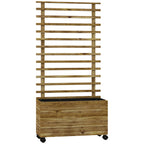 Outsunny Vertical Planter with 4 Wheels and Wooden Trellis for Climbing Plants, 76x30x155 cm, Wood Color