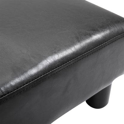 Rectangular Footstool Padded and Covered in Black Eco-Leather, 40x30x24 cm, Max. 100kg, for /Living Room/Entrance - Borgè