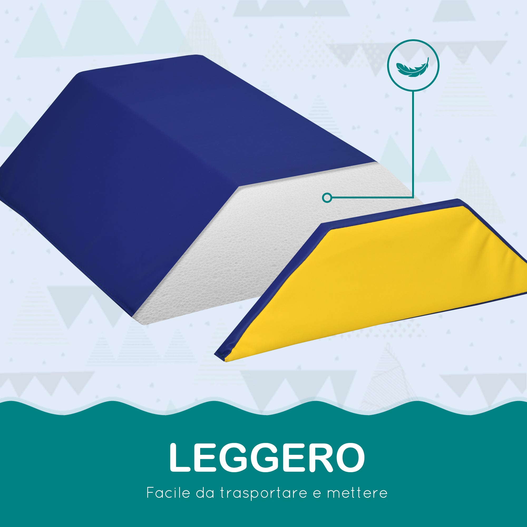 Soft Construction Set for Kids with 5 Rectangle and Trapezoid Blocks, in PU and EPE, 48.3x19. 1x48.3 cm, Multicolor