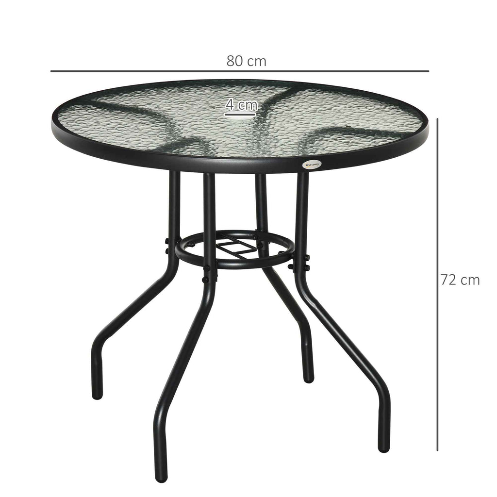 Outsunny Garden Table Round Coffee Table with Hole, 80cm, Black