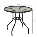 Outsunny Garden Table Round Coffee Table with Hole, 80cm, Black