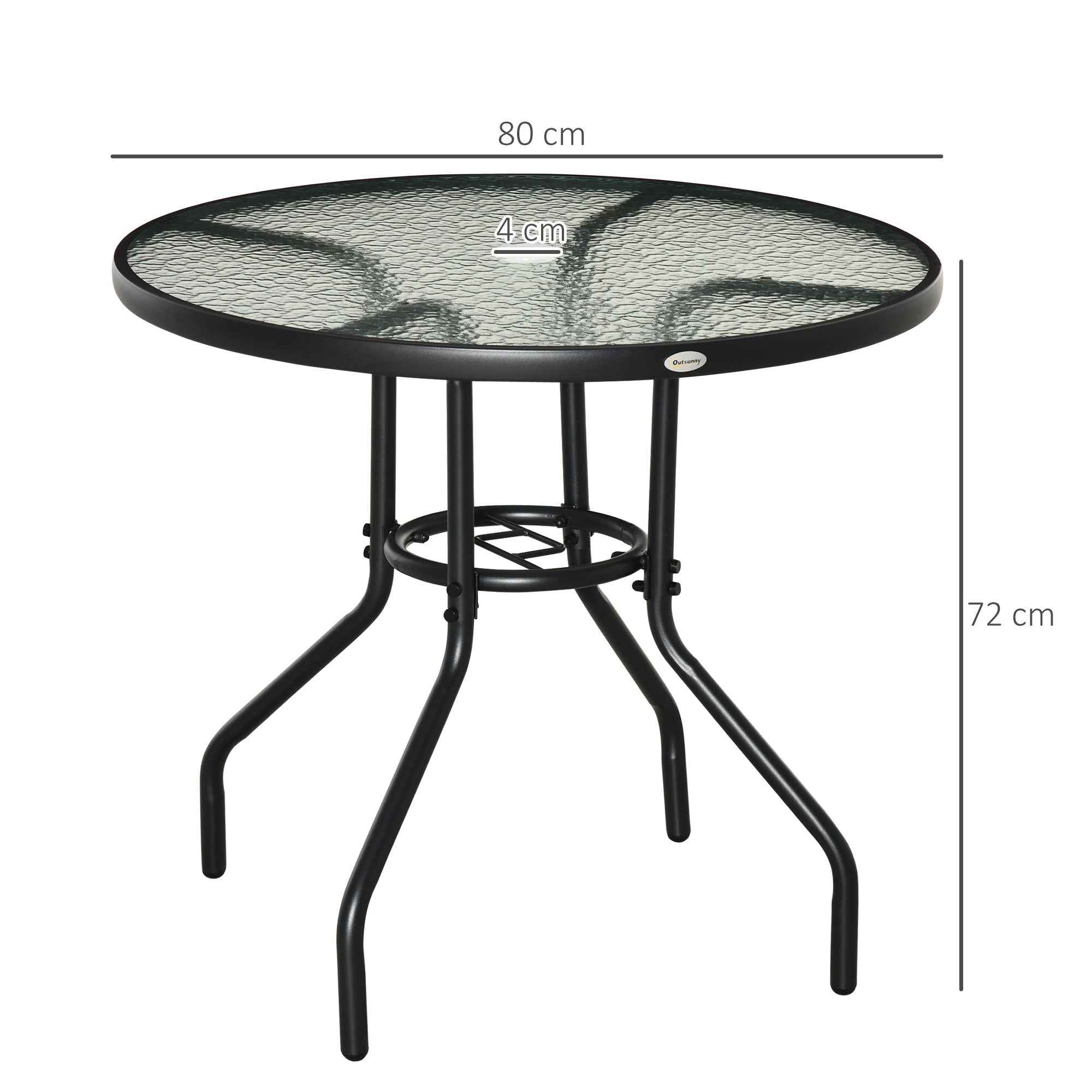 Outsunny Garden Table Round Coffee Table with Hole, 80cm, Black