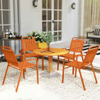 Outsunny Set of 4 Stackable Garden Chairs with High Backrest and Armrests, in PP and Steel, 56x66x91 cm, Orange