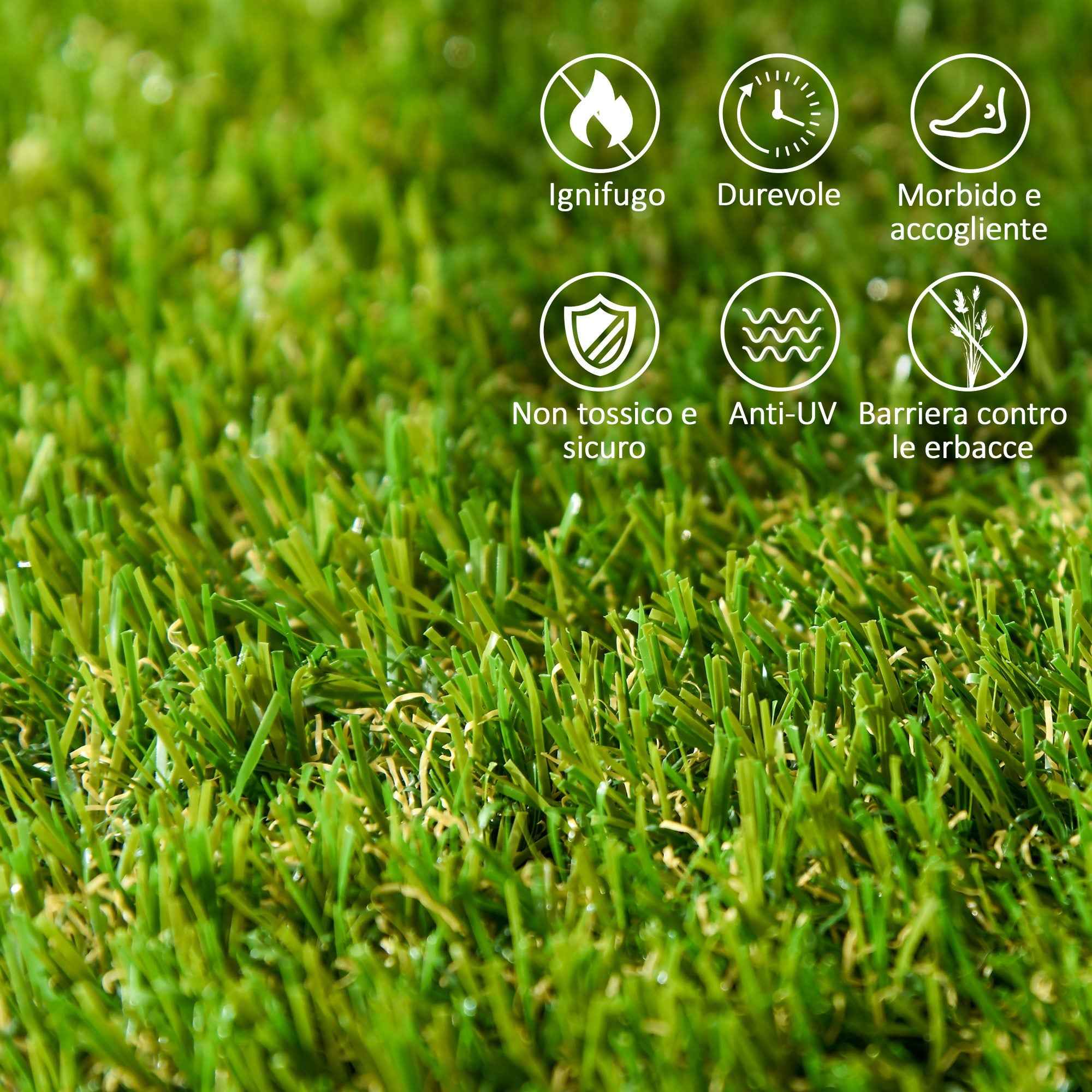 Outsunny Artificial Grass, Realistic Synthetic Lawn, 30x30cm, Dark Green