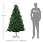 CHRISTMAS TREE -  Artificial Christmas Tree 180cm with 786 Branches, 2 Sections and Metal Base, Green