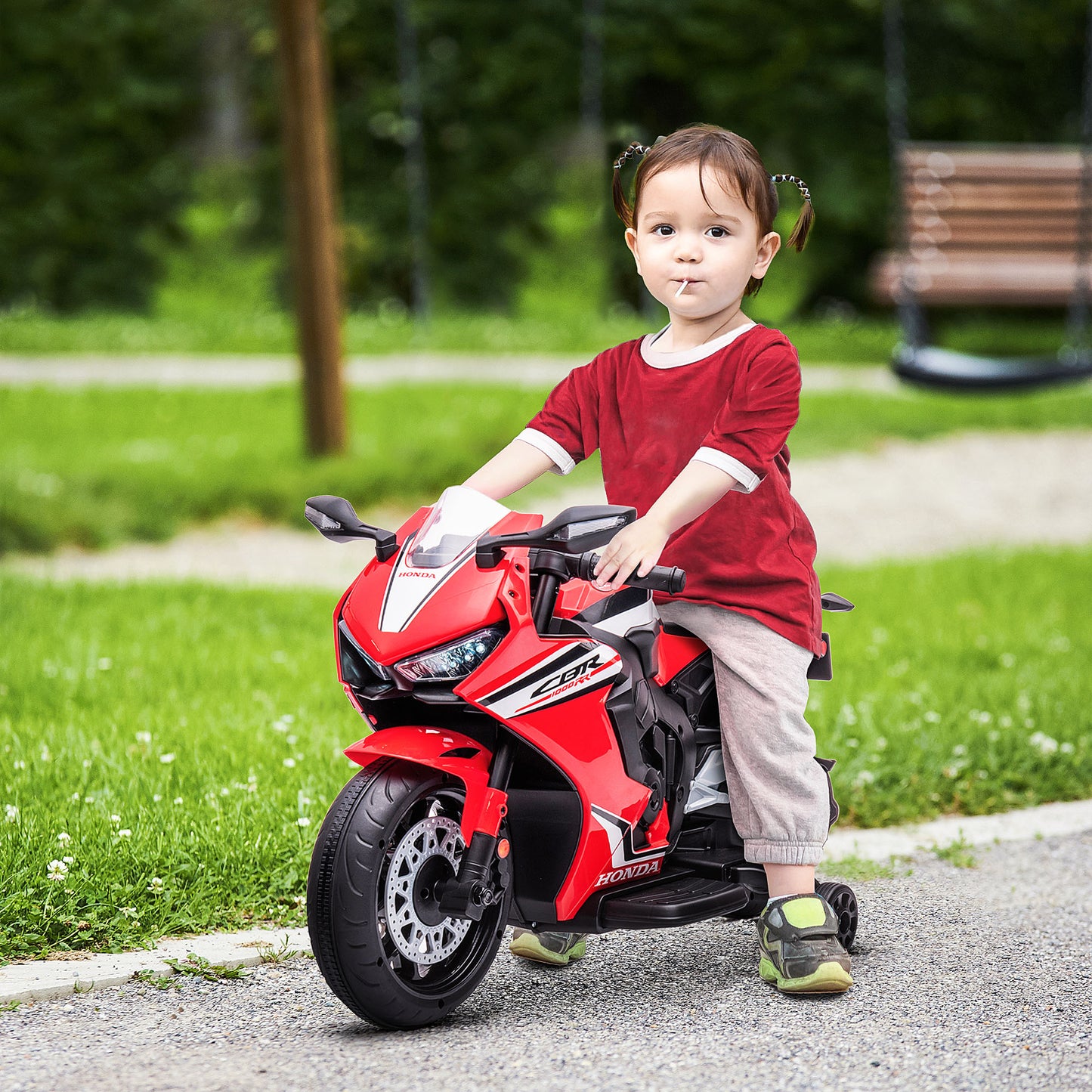 Electric Motorcycle for Children with HONDA License, Rechargeable 6V Battery, Speed 3km/h, Red